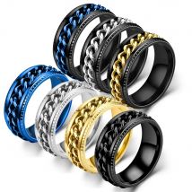 Mode Edelstahl Drehbare Kette Ringe Für Männer Punk Spinner Kette Drehbare Ring Frauen Party Titan stahl Schmuck Geschenk