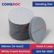 100 Stück 100 mm (4 Zoll) Schleifscheiben, weißes, geschmolzenes Aluminiumoxid, Trockenschleifpapier, Klettverschluss, Körnung 60–1000