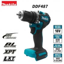 Makita DDF487 Destornillador sin escobillas de 18V Taladro eléctrico Taladro de impacto de decoración Equipo Herramientas eléctricas para batería Makita de 18V
