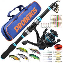 Probe ros 1,8 m/5,9 ft Angelrute sset komplette Kits mit Teleskop-Angelrute und Spinn rollen köder Haken Reises tangens atz