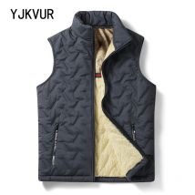 YJKVUR Herbst Winter Neue Winddichte Weste Männer Jacke Ärmellose Casual Mäntel Unten Baumwolle Warme Fleece Verdicken Weste Dicke Gilet
