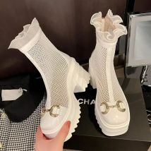 Spitze Kawaii Sommer atmungsaktive Plateaus tiefel Schnürung dicke Sohle Frauen Rücken Reiß verschluss Höhe zunehmende Stiefel Frauen atmen Stiefel