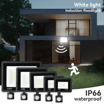 LED Flutlicht PIR Bewegungssensor Weiß/Warmweiß IP66 AC220V Außenprojektor Strahler SMD2835 Außenbeleuchtung Stehlampe
