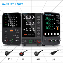 Wanptek-fuente de alimentación de laboratorio, 30V, 10A, ajuste del codificador de corriente de voltaje ajustable con carga rápida USB, fuente de alimentación CC de laboratorio
