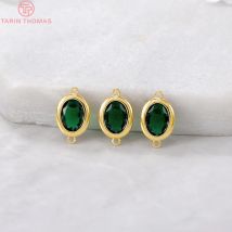 (2722)6PCS 7,5x10MM 24K Gold Farbe Messing mit Zirkon Oval Charms Armband Stecker Hohe Qualität diy Schmuck Zubehör