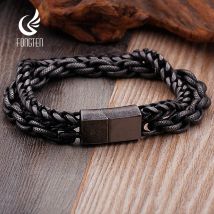 Fongten 22 cm Charm Armband für Mann Edelstahl Doppelschicht Box Korb Kette Armreif Armbänder Männlich Mehrere Farbe Schmuck