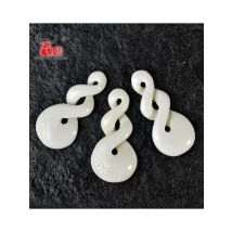 3PCS Handmade Carved Yak Bone Infinity Twisted  Maori Pendant New Zealand Style Bone white Beads DIY Jewelry Accessory 43mmX21mm