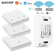 Tuya WiFi interruptor inteligente RF 433MHz MiNi receptor inalámbrico para hogar inteligente relé Control remoto 110V 220V funciona con Alexa Smart Life