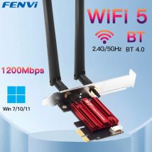 FENVI WiFi 5 Adattatore wireless PCI-E Scheda di rete AC1200 Dual Band 2.4G/5GHz 802.11AC per Bluetooth 4.0 Desktop Windows 7/8/10/11