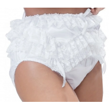 Modische erwachsene Riesen baby sexy Mädchen weiße Satin Spitze gefüttert Sissy Rollenspiel Make-up Ball Dienst mädchen Cross dressing Multi Farbe