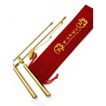 Copper pull rod, 2 divination rods - solid copper and brass, with gift box and bag - detecting gold, water, ghost hunting
