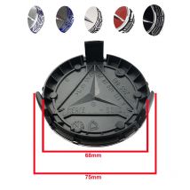 4 szt. 75mm 3-pinowe nakładki na felgi samochodowe z logo dla klasy B/C/E/S, klasy A, C200L, GLC, GLK, CLA, W126, akcesoria do stylizacji samochodów