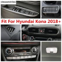 Carbon Fiber Innen Für Hyundai Kona 2018-2023 Kopf Lampe Warnung Licht Fenster Lift Lenkrad Air AC Vent Abdeckung trim Kit