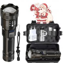 Super Bright LED Flashlight Type-C Rechargeable Long Range Tactical Torch Outdoor Waterproof Emergency Camping Fishing Lantern