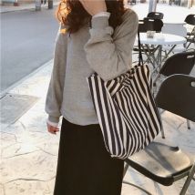 Große Kapazität Leinwand Frauen Shopper Tote Einfache Gestreifte Schulter Tasche Weibliche Casual Multifunktionale Reise Handtasche Einkaufstasche