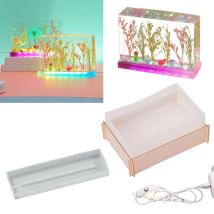 Epoxidharz-Gussform-Set, rechteckige Silikonform für selbstgemachte LED-Lichtornamente, Lampenschirm-Lichtsockel mit USB-Kabel