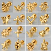 Dreamlee Chirurgenstahl Ohr Rook Tragus Knorpel Ohrring Rook Helix Ohrstecker Innenschraube Flache Rückseite Lobe Labret Piercing Schmuck 16g