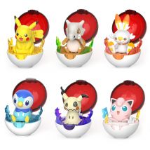 12-Stil Pokemon-Figur Pikachu Piplup Cubone Mimikyu Jigglypuff Ornament Pokeball Poke Ball deformierte Figur Kinderspielzeug Geschenk