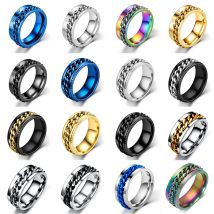 Mode Angst Zappeln Ringe Entspannende Edelstahl Drehbare Kette Ring für Männer Frauen Spinner Schmuck Gold Schwarz Bague Homme