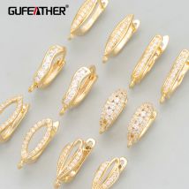 GUFEATHER, 10 Stück/Menge, MC85, Schmuckzubehör, 18 Karat Gold rhodiniert, nickelfrei, Kupfer, Zirkon, Charms, Verschlusshaken, Schmuckherstellung