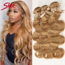 Schlankes blondes 27-farbiges Haar, brasilianische Körperwelle, natürliches Remy-Echthaar, Bündel von 8 bis 26 Zoll, verkauft von 1/3/4 Haarverlängerungen