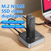 Blueendless Dual-Bay M.2 NVME SSD clon M.2 NVme SSD lector 20Gbps USB3.2 tipo C clon sin conexión duplicador NVme PCIE gabinete