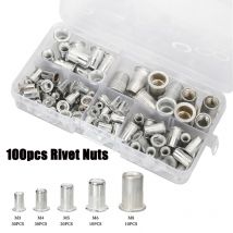 100/90/20 Stück Aluminium M3 M4 M5 M6 M8 Nietmuttern Einsatz Nietmuttern Nutsert Rayon Nadel Nadal Rayon Flachkopf Nietmuttern Heimwerker