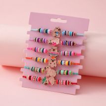 6 teile/satz Cartoon Capybara Zink-legierung & Weichen Ton Handgemachte Einstellbare Seil Armband Für Mädchen