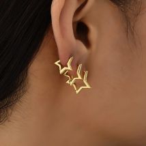 Mode einfache Edelstahl glatte Stern Creolen Frauen minimalist ischen Creolen Huggie Ohr Schnalle Ohrring koreanischen Schmuck Geschenk