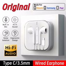 Cuffia cablata originale per auricolare Redmi Samsung Huawei iPhone16 Xiaomi 15 14 13 12 11 10 Tipo-C Auricolare universale con spina da 3,5 mm