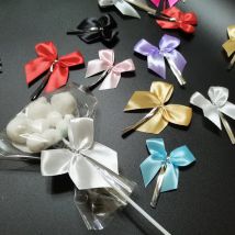 100PCS 6cm Satin Ribbon Bows For Crafts Gift Knot Packaging Party Wedding DIY Decoration Bows Bakery Packing Sealing Wire Bows