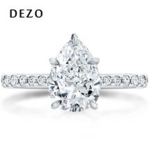 Dezo Moissan ite Verlobung sring für Frauen Birne geformt 2 Karat d Farbe echte 925 Sterling Silber Hochzeit Versprechen Geschenke