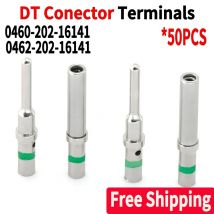 50Pcs DT 1.5mm Series Pin Contact 0462-201-16141 0460-202-16141,Stainless Steel 16AWG Deutsch Crimp Solid Female/male Terminals