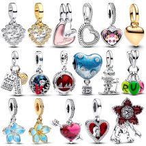 Charms Pandora 925 Originale Glass Zircon Heart Pendant Beads Pasuje do bransoletek Naszyjnik dla kobiet Pandora Charm Silver 925 Luxury DIY Jewelry Gift