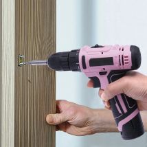 Set di trapani a batteria rosa da 21 pezzi 12V Batteria agli ioni di litio con alimentazione per trapano ad alta tensione da 3/8 "per la perforazione di progetti fai da te in legno/metallo