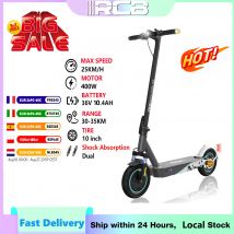 RCB-patinete eléctrico plegable, Scooter con Motor de 400W, 11.4AH, neumáticos sólidos de 10 pulgadas, carga máxima de 120 kg, 3 Ajustes de velocidad, amortiguadores dobles