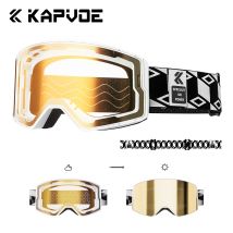 Kapvoe Occhiali da sci fotocromatici Snowboard Neve Outdoor UV400 Lenti antiappannamento Occhiali da motoslitta Occhiali da sci invernali colorati