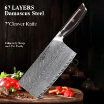 F. junge 7-Zoll-chinesische Hackmesser Damaskus Stahl scharfes Fleisch Gemüse schneiden Chopper besten profession ellen Küchenchef Messer