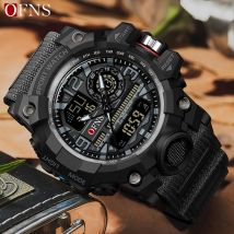 OFNS Top Marke G Stil herren Uhren 50M Wasserdichte Outdoor Militär Sport Quarzuhr Für Männliche LED Digital armbanduhr Uhr