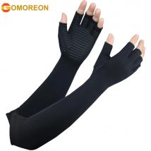 Lange Kupfer-Arthritishandschuhe für Damen und Herren, Arm- und Handkompressionshandschuhe, fingerlose Pressuse-Handschuhe, Handstützhüllen