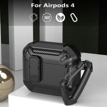 Custodia con serratura di sicurezza per AirPods 4 4th Gen Cover Custodia protettiva per PC in TPU per Apple AirPods 4 Fundas Accessori per auricolari con gancio