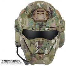Airsoft Fast Helm Tactical Militar W-Ronin Assault Helm II Eingebautes Headset, Antibeschlag-Lüfter, Flip-Maske, Ersatzlinse