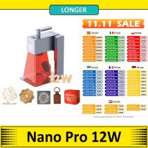 Incisore Laser portatile Nano Pro 12W più lungo, Laser a due diodi con FAC, velocità Ultra-veloce 5000 mm/s, precisione 0.02mm con campo