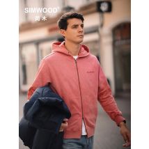 SIMWOOD 2025 Herbst Winter Neue Oversize 470gsm Gewaschen Vintage Zip Up Hoodies Männer Plus Größe Brief Stickerei Workout Sweatshirts