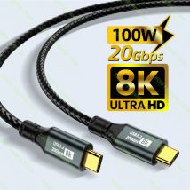 PD100W USB 3.2 20Gbps ThunderBolt 3 Cavo da tipo C a tipo C Cavo USB-C da 8K a 60Hz per iPhone 15 Pro Max MacBook Samsung 2/3m