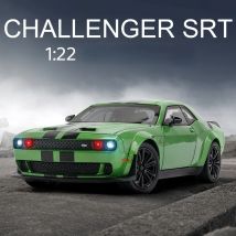 1:22 Dodge Challenger SRT Hellcat Dämonenaugen Legierung Diecast Modellauto Spielzeugrad Zurückziehen Supercar Licht Sound Spielzeug für Kinder