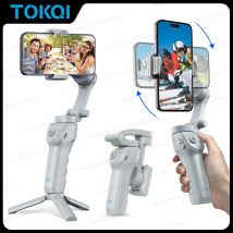 TOKQI M01 3-Achsen Anti-Vibrations-Hand-Gimbal Telefonstabilisator, Faltbarer Halter mit Selfie-Stativ und Fülllicht, Ideal für Vlogging und TikTok-Videoaufnahmen auf iPhone und Android