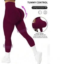 Pantaloni da yoga attillati senza cuciture da donna, colore solido multicolore opzionale, pantaloni da yoga Capri da corsa con chiusura della pancia a vita alta,