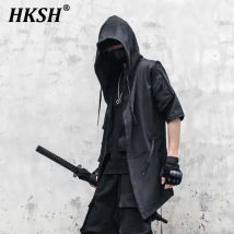 Hksh Frühling Herbst neue männliche Flut dunkle Punk Hip Hop Trench Kapuze Cape Retro Gothic ärmellose Mantel Streetwear Wind jacke hk2368