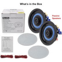 Herdio 4'' 2PCS Passive Deckenlautsprecher in Wandlautsprechern mit 160W leistungsstarkem Bass für Badezimmer, Küche, Wohnzimmer, Büro